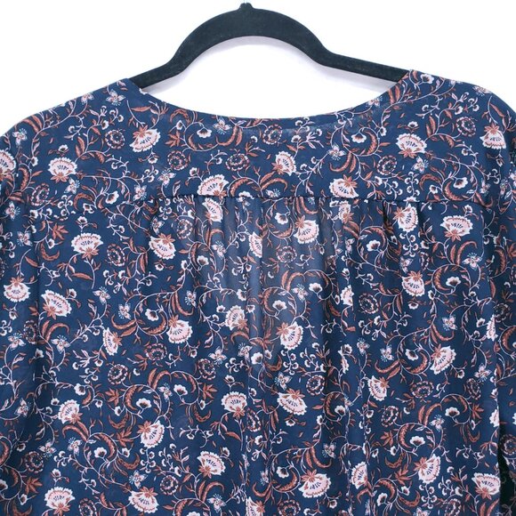 Where Are You From Multicolor Lightweight Sheer Floral Long Sleeve Blouse Small - Picture 12 of 15